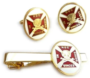 Caballeros Templarios Cruzados Cráneo Cruzados Barra de Corbata Masónica Clip Gemelos Set - Imagen 1 de 3