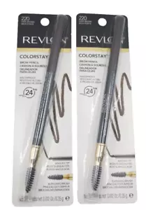 2 pack Revlon ColorStay Brow Pencil - Dark Brown # 220 New - Picture 1 of 2