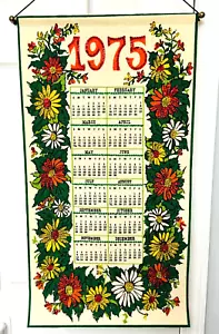 Crewel Needlework 1975 Jeweled Calendar Wildflowers White Orange Yellow 1970s - Picture 1 of 13
