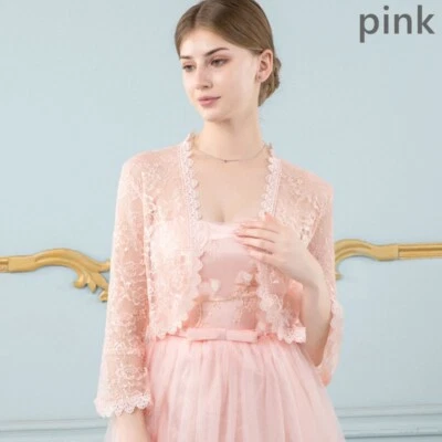 Dama Encaje Floral Transparente Abrigo Chal Envoltura Manga Acampanada Cárdigan Novia Boda Foto 1 de 4