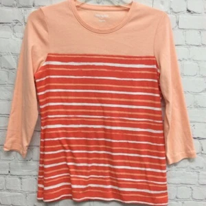 Camisa informal Kim Rogers para mujer naranja a rayas manga larga cuello redondo algodón S - Imagen 1 de 8