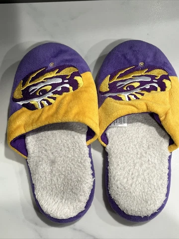 FOCO LSU Tigers NCAA Mens Logo Staycation Slippers - M 7/8 Cover