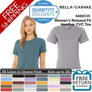 🔥 Bella + Canvas Woman Relaxed Fit Heather Cvc T Shirt Top Up To 3XL 6400cvc - Picture 1 of 177
