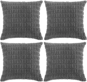 4 Packs Dark Grey Decorative Throw Pillow Covers 18X18 Inch for Living Room Couc - Picture 1 of 12