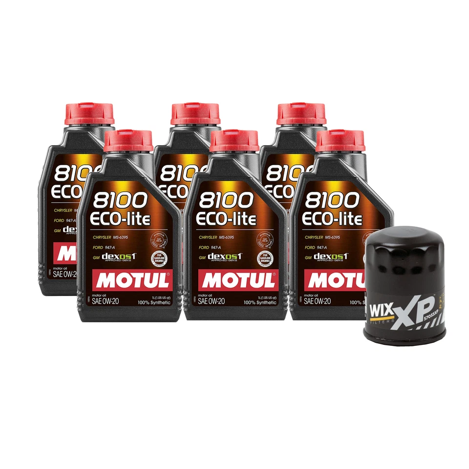 6L Motul 8100 ECO-LITE 0W20 Wix XP Filter Motor Oil Change Kit API SP-RC Foto 1 de 1
