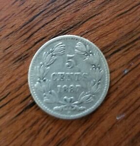 Nicaragua 5 Centavos 1887 80.0% Fine Silver