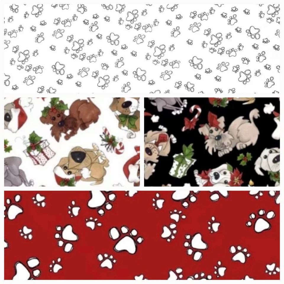 Loralie Designs - Christmas Doggie Quilting and Crafting Fabric Fat Quarters - Image 1 of 1
