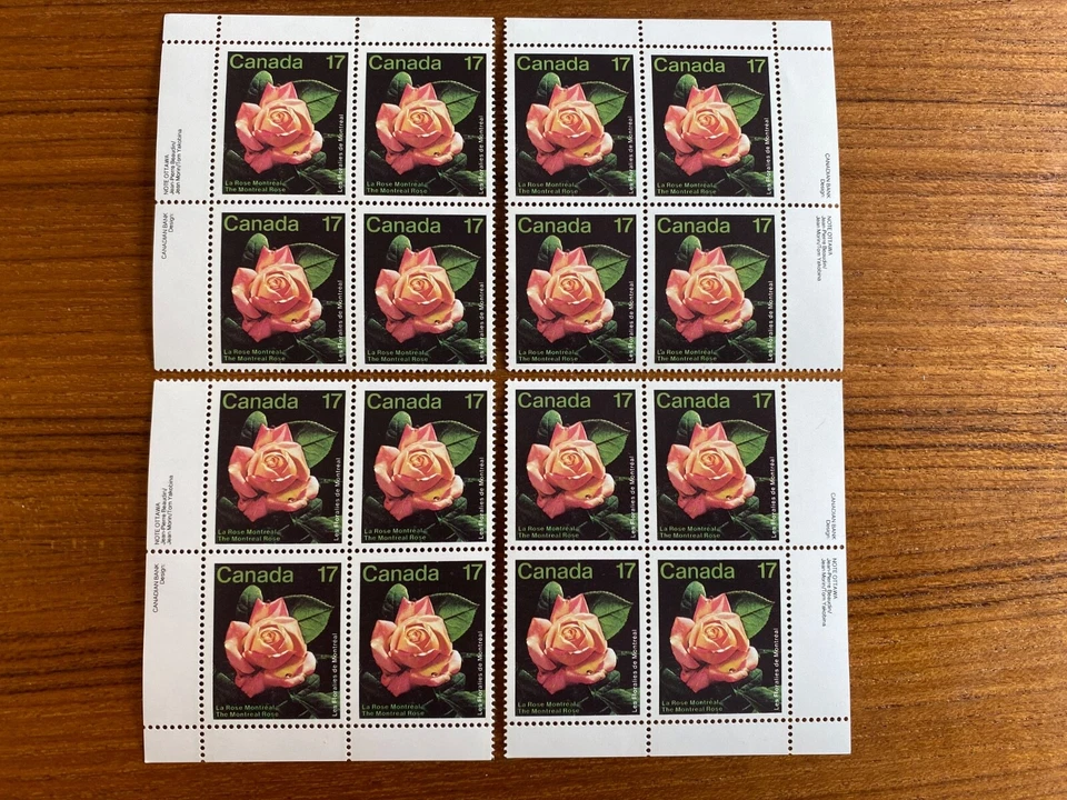 Bloques de inscripción Canadá - 1981 17c LES FLORALIES Juego completo de bloques de inscripción Foto 1 de 1
