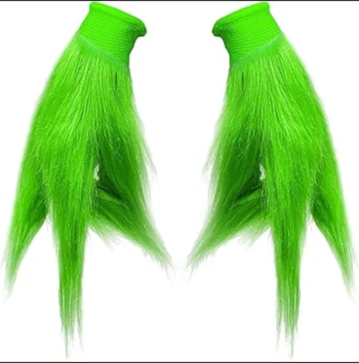 Green Monster Furry Gloves for Christmas Halloween Cosplay Costume - Image 1 of 4
