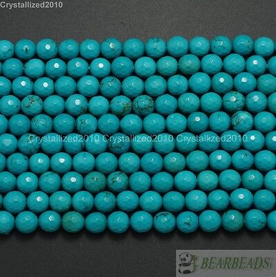 Natural Turquoise Gemstone Faceted Round Beads 2mm 3mm 4mm 6mm 8mm 10mm 16  • 4.76€