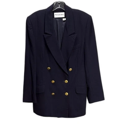 Vintage Navy w Gold Button double breasted Long Blazer SZ 10 Classic Preppy EUC - Image 1 of 4
