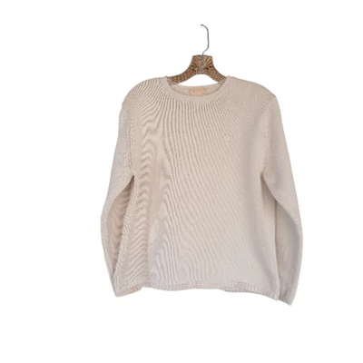 Suéter para mujer Brooks Brothers cuello redondo suéter pesado algodón marfil XL Foto 1 de 4