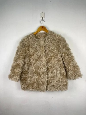 Vintage PRADA AW07 Mohair Fur Crop Coat Beige Women Size 38 Cardigan Jacket - Image 1 of 4