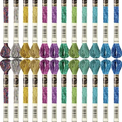 metallisches Stickgarn 24 Stück mehrfarbig Glitzer Kreuzstich Handwerk Nähgarn - Bild 1 von 2