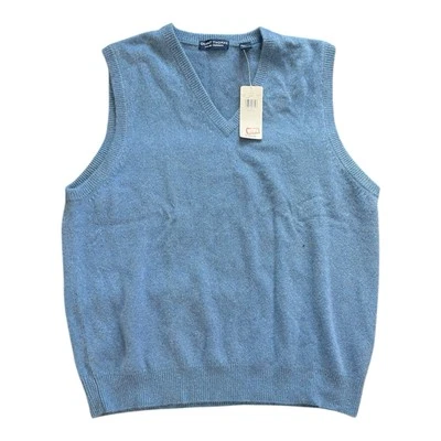 NUEVO CON ETIQUETAS GRANT THOMAS Para hombres 100% Cachemira Dos Capas Cuello en V Suéter Chaleco-L Azul Abuelo Foto 1 de 4
