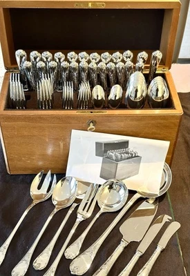 JUEGO DE CUBIERTOS CHAPADOS EN PLATA CHRISTOFLE MARLY 81 PIEZAS PARA 12 INVITADOS “EXCELENTE” Foto 1 de 4