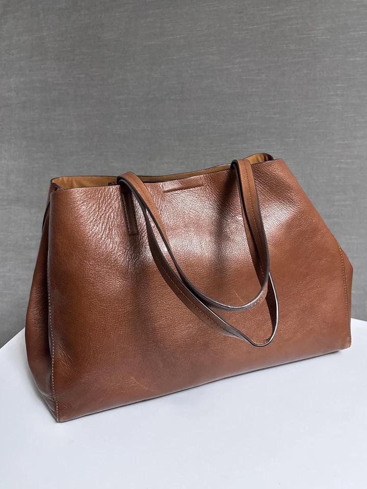 Banana Republic Tote Bag Brown Leather Shoulder Large Purse Satchel Shopper - Image 1 of 4