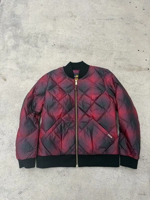Eddie Bauer Jacket Women’s Large Red Black Plaid 1936 Skyliner Bomber Goose Down - Image 1 of 4