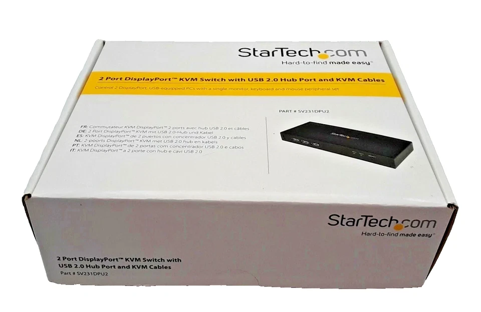 StarTech SV231DPU2 2-Port DisplayPort KVM Switch USB 2.0 Hub and KVM Cables - Image 1 of 1