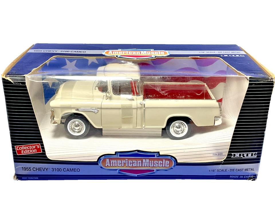 1994 Ertl, American Muscle, 1955 Ivory Chevy 3100 Cameo Pick-up Truck, 1:18, NIB - Image 1 of 4