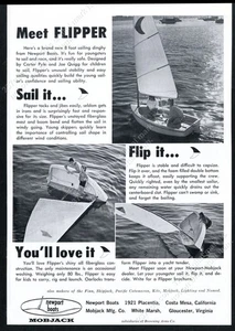 Mobjack Newport Boats Flipper 1965 velero velero foto anuncio impreso vintage - Imagen 1 de 7