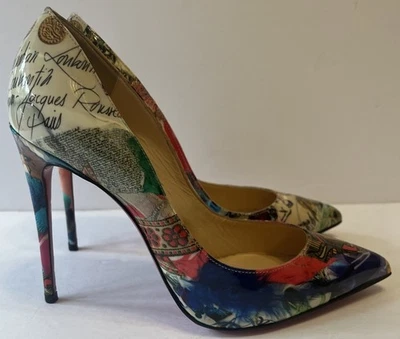 Christian Louboutin Multicolor Patent Leather Print Pigalle 100 Pump Size 36.5 - Image 1 of 4