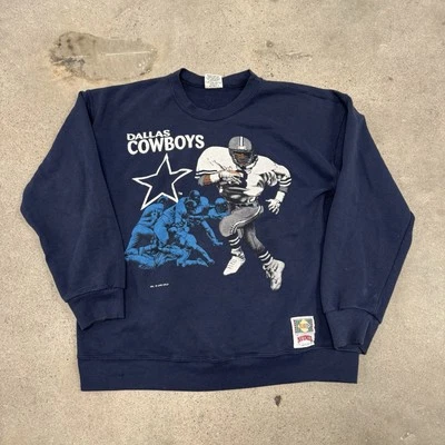 Sudadera De Colección Años 90 Dallas Cowboys Troy Aikman Nutmeg Mills Cuello Redondo Talla L Foto 1 de 4