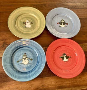 Juego De 4 Platos De Ensalada De Postre Muñeco De Nieve Eddie Bauer De Colección Navidad Invierno Usado En Excelente Condición - Imagen 1 de 6