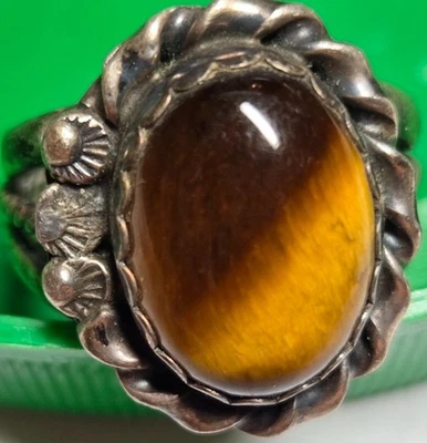 Anillo Para Hombre-Talla 11 Natural Ojo de Gato Cabachon Piedra-Sello S Foto 1 de 3