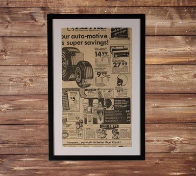 ¡Póster enmarcado 11X17 de Evel Knievel Chemicals de la década de 1970!  Aceite de carreras, bujías Foto 1 de 4