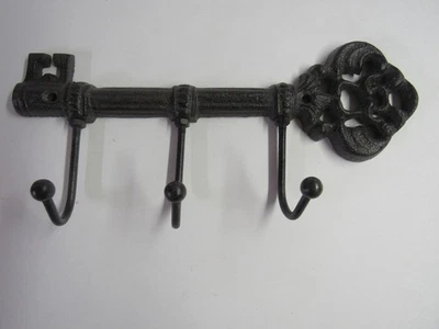 Decorative Wall Mount Cast Iron Vintage Look Key Holder with 3 Hooks Ships Free - Image 1 of 3