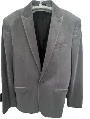 Chaqueta Blazer Express Talla 40R Calce Ajustado Gris Terciopelo Un Botón Foto 1 de 4