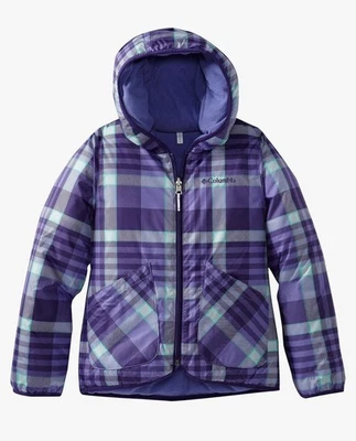 Columbia Big Girls' Girls Dual Front Jacket, Reversible Lined- Purple Size 6-8 - Image 1 of 4
