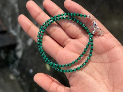 Collar con cuentas de 2 piedras preciosas de ónix verde y espinela negra facetada Rondelle 2-4 mm 18" Foto 1 de 4