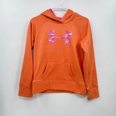 Sudadera con Capucha Under Armour Storm YLG Jóvenes Niñas Naranja Rosa Pullover Agujeros para el Pulgar Foto 1 de 4