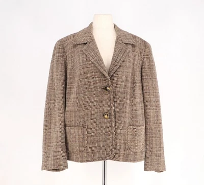 TALBOTS VINTAGE Tweed Blazer Brown/Cream Notched Lapel Size 22W - Image 1 of 4