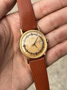 Vintage 1975 Timex Mercury Calendar Watch Gold Plated British Made - Spares/rep - Picture 1 of 16