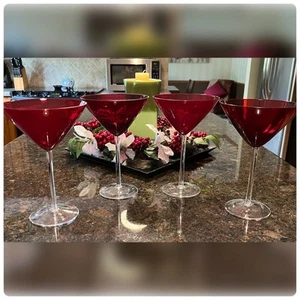Rubinrotes mundgeblasenes Martini Glas 4er Set.  - Bild 1 von 7