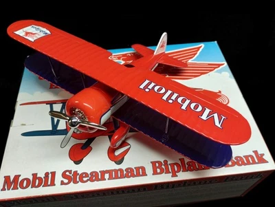 Liberty Classics MOBILOIL Diecast STEARMAN BIPLANE Airplane Bank In Box - Image 1 of 4