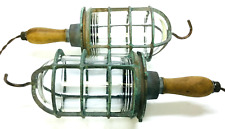 Pair Vintage Russell & Stoll Large Heavy Bronze Cage Lights Tiffany Green Patina