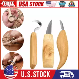 155mm 3X Wood Carving Knife Kit with Whittling Hook Cutters DIY Craft Hand Tools - Picture 1 of 7