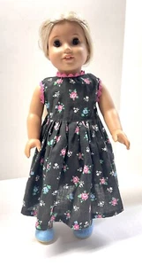 Handmade Black Floral Dress with Mix n Match Shoes Fits  American Girl 18" Doll - Imagen 1 de 6