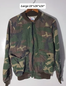 Giacca mimetica grande full zip sportiva vintage anni 80 Afield Forest made in USA - Foto 1 di 5