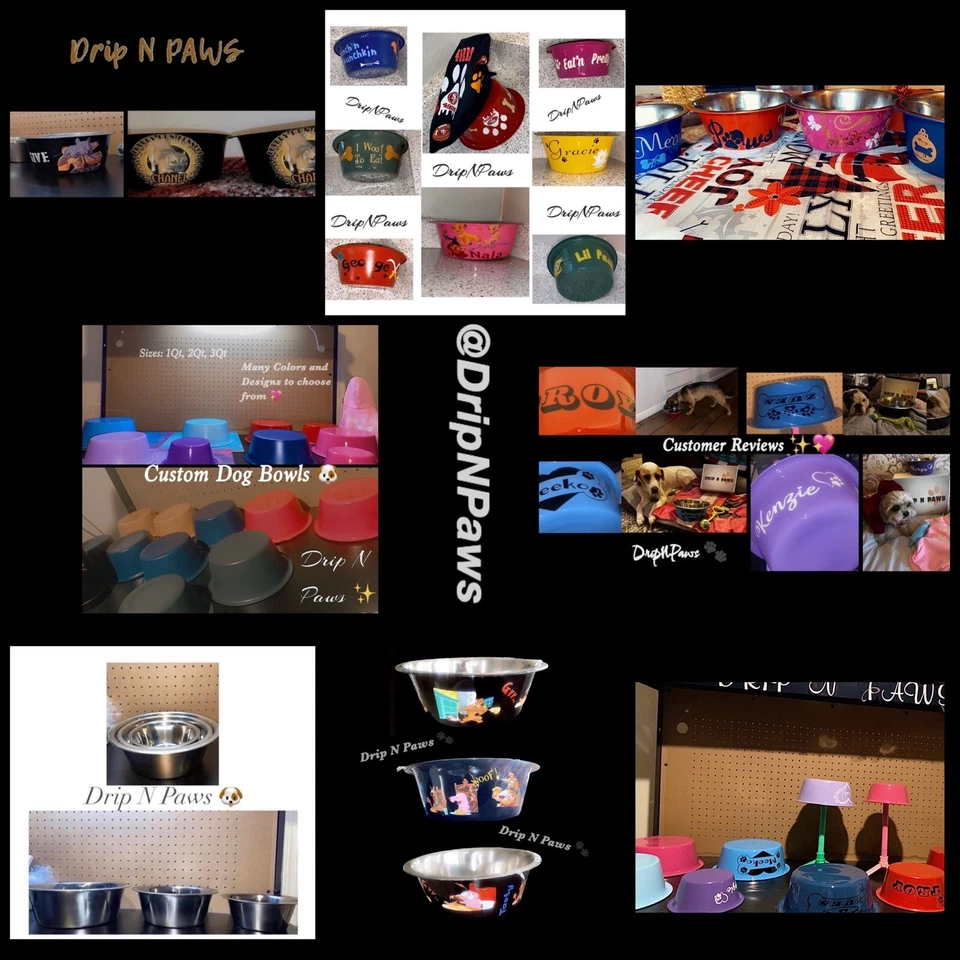 Tigela personalizada de aço inoxidável para cães de comida/água, personalizada, 1Qt2Qt3Qt, tigelas para animais de estimação - Imagem 1 de 1