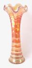 Imperial Ripple Carnival Glass Vase Marigold 10in Tall Vintage 1910-1929