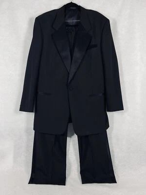 Traje de esmoquin Gerald Austin 2 piezas para hombre 44L negro 100 % lana Foto 1 de 4