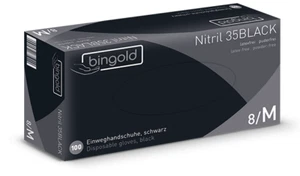 100 guantes de nitrilo BINGOLD guantes desechables sin polvo sin látex negro - Imagen 1 de 1