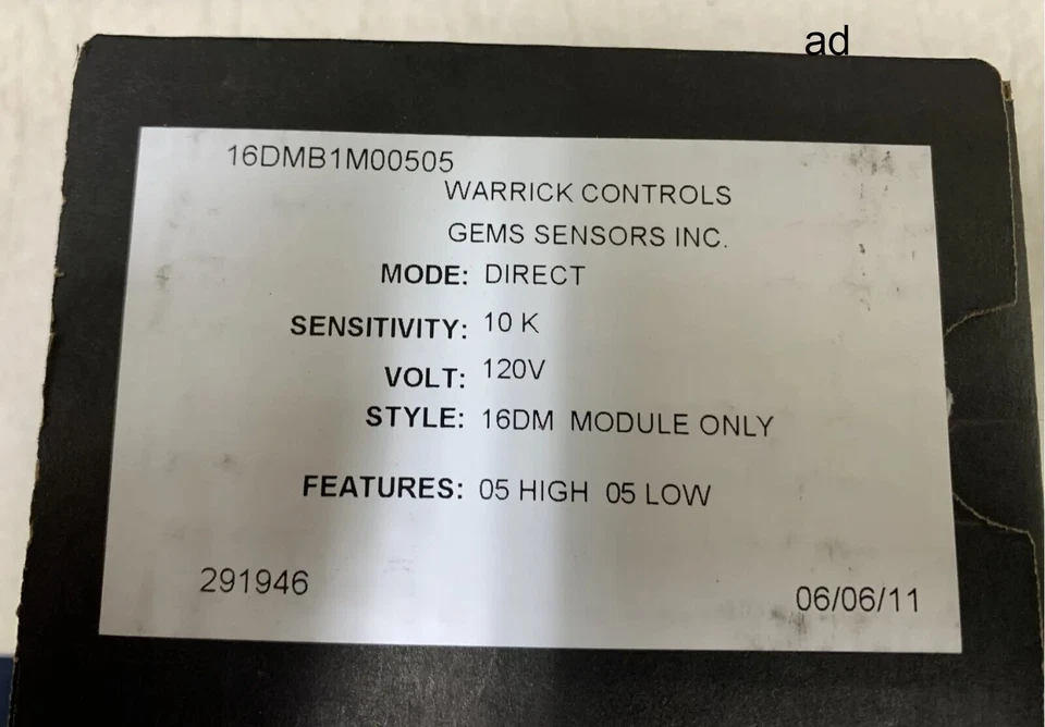 Warrick Controls Gems Sensors Inc 16DMB1M0-05-05 Module - Image 1 of 1