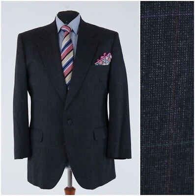 Abrigo deportivo Windowpane para hombre 44R talla EE. UU. PATRICK JAMES chaqueta blazer de lana gris Foto 1 de 4
