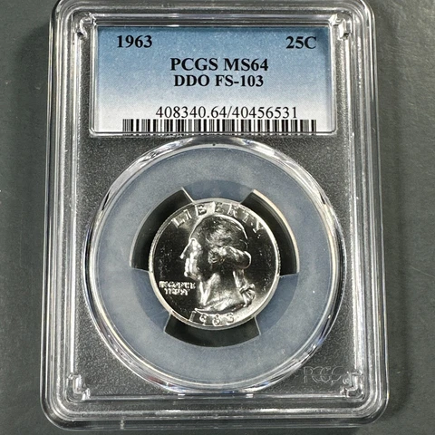 1963 25C Washington Quarter, PCGS MS64, DDO FS-103, Rare Double Die (74726) Cover